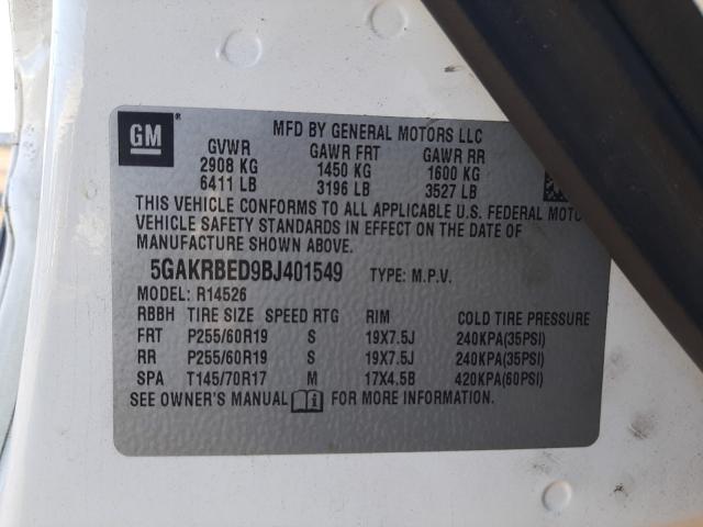 2011 BUICK ENCLAVE CX 5GAKRBED9BJ401549