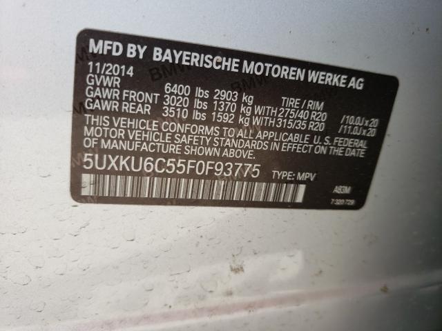 2015 BMW X6 XDRIVE5 - 5UXKU6C55F0F93775