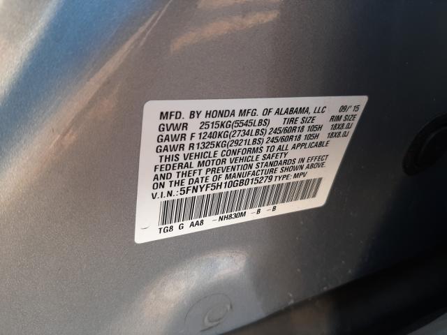 2016 HONDA PILOT LX 5FNYF5H10GB015279