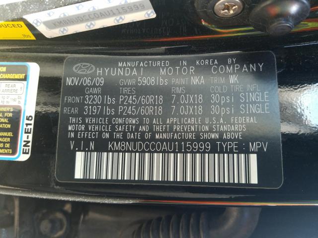 2010 HYUNDAI VERACRUZ G KM8NUDCC0AU115999