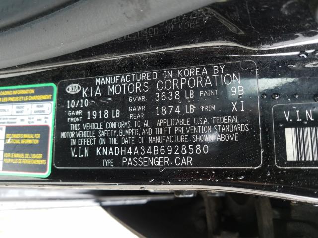 2011 KIA RIO BASE KNADH4A34B6928580