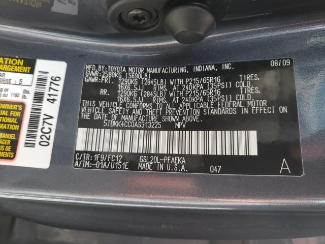 2010 TOYOTA SIENNA CE 5TDKK4CC0AS313225