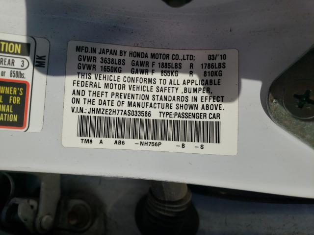 2010 HONDA INSIGHT EX JHMZE2H77AS033586