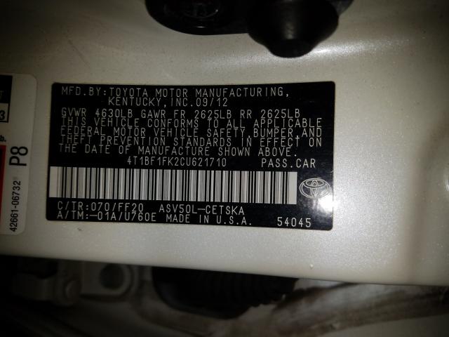 2012 TOYOTA CAMRY BASE 4T1BF1FK2CU621710
