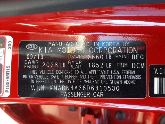 2013 KIA RIO EX KNADN4A36D6310530