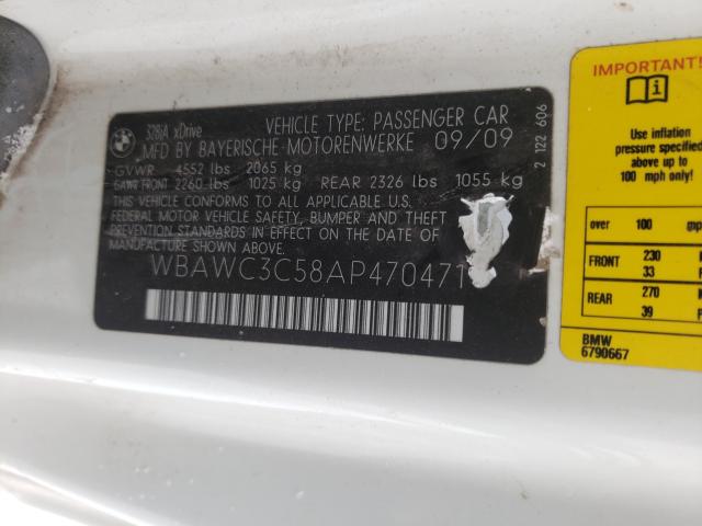2010 BMW 328 XI WBAWC3C58AP470471