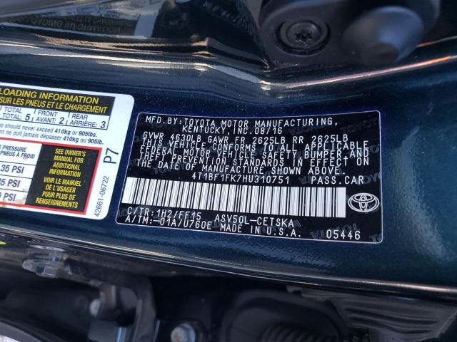 2017 TOYOTA CAMRY 4T1BF1FK7HU310751