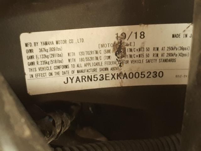2019 YAMAHA MT09 JYARN53EXKA005230