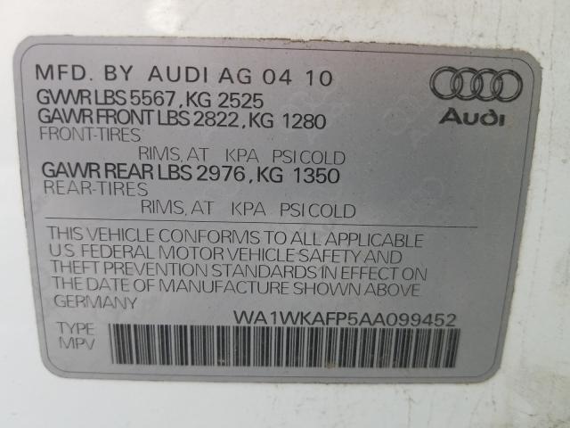 2010 AUDI Q5 PRESTIG WA1WKAFP5AA099452