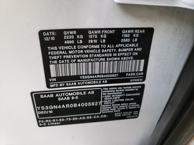 2011 SAAB 9-5 TURBO YS3GN4AR0B4005627