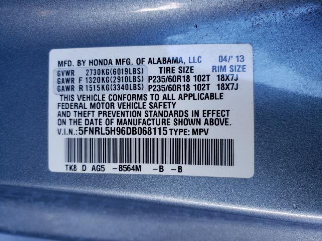 2013 HONDA ODYSSEY TO 5FNRL5H96DB068115
