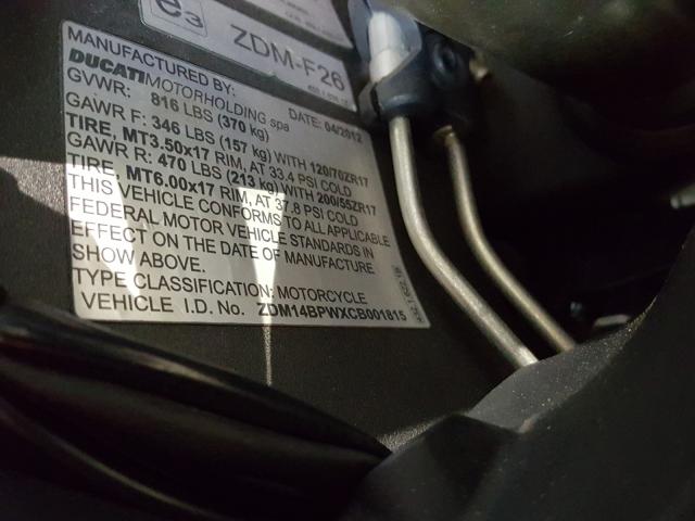 2012 DUCATI SUPERBIKE ZDM14BPWXCB001815