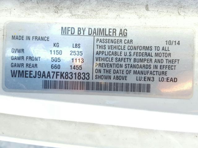 2015 SMART FORTWO WMEEJ9AA7FK831833