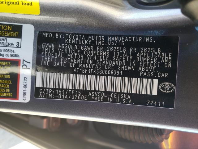 2016 TOYOTA CAMRY LE - 4T1BF1FK5GU608391