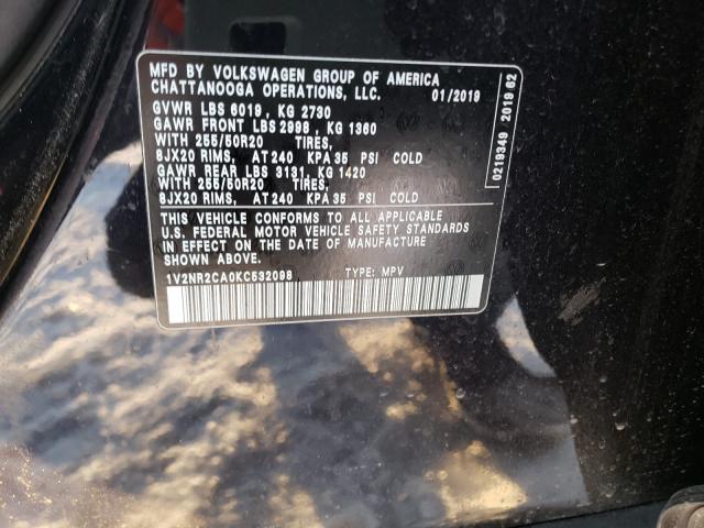 2019 VOLKSWAGEN ATLAS SEL 1V2NR2CA0KC532098