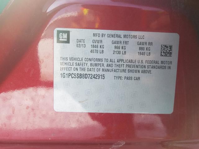 2013 CHEVROLET CRUZE LT 1G1PC5SB8D7242915
