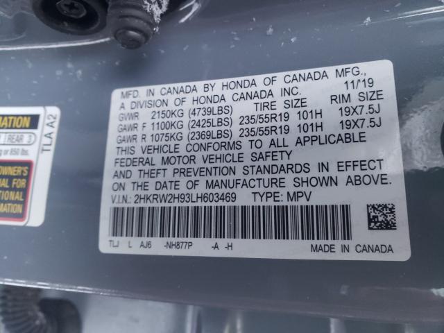 2020 HONDA CR-V TOURI 2HKRW2H93LH603469