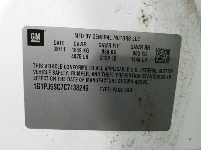 2012 CHEVROLET CRUZE ECO 1G1PJ5SC7C7138249