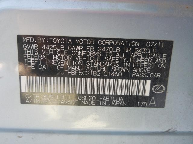 2011 LEXUS IS 250 JTHBF5C21B2101460