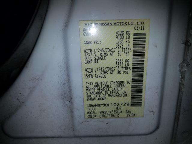 2012 NISSAN NV 2500 1N6AF0KY9CN102729