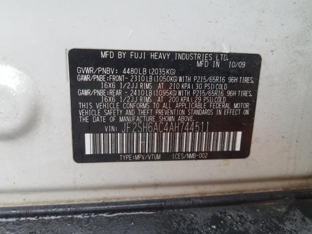 2010 SUBARU FORESTER 2 - JF2SH6AC4AH744511