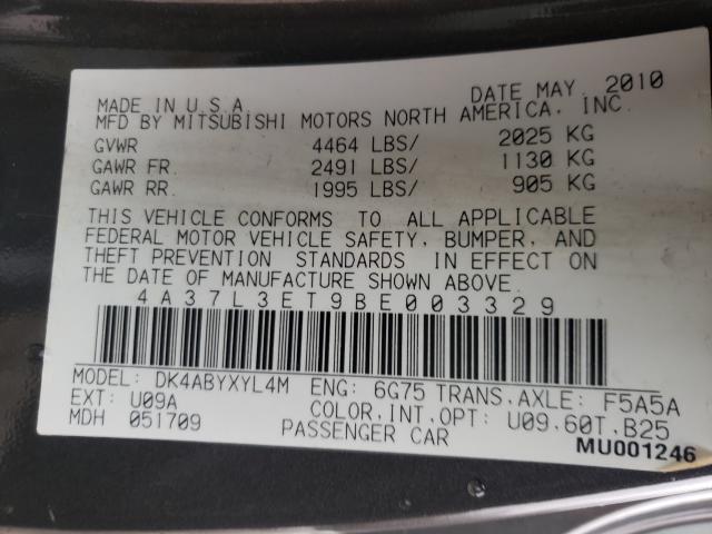 2011 MITSUBISHI ECLIPSE SP 4A37L3ET9BE003329