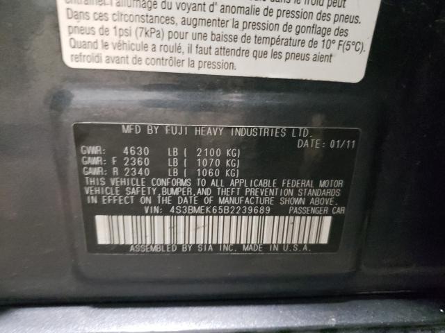 2011 SUBARU LEGACY 3.6 4S3BMEK65B2239689