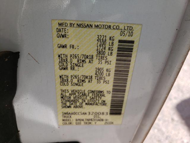 2010 NISSAN TITAN XE 1N6AA0CC5AN320083