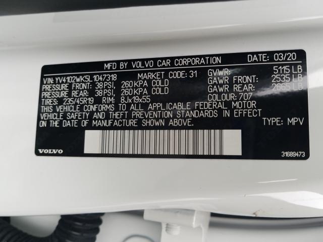 2020 VOLVO V60 CROSS YV4102WK5L1047318