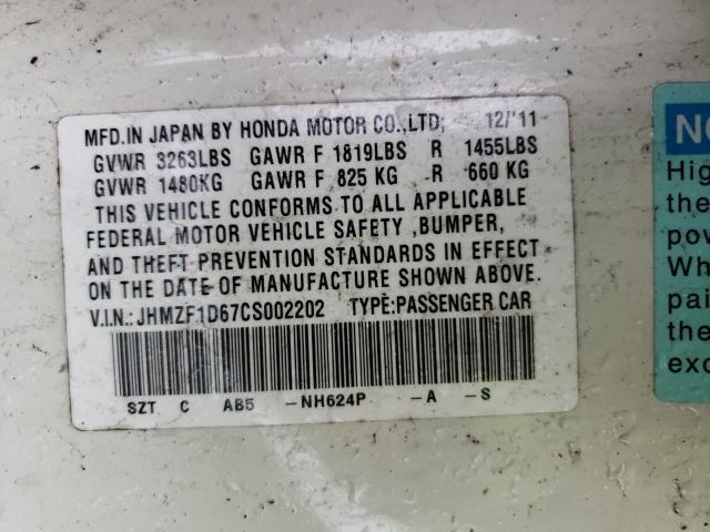 2012 HONDA CRZ JHMZF1D67CS002202