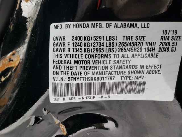 2019 HONDA PASSPORT T 5FNYF7H9XKB011797