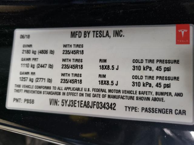 2018 TESLA MODEL 3 5YJ3E1EA8JF034342