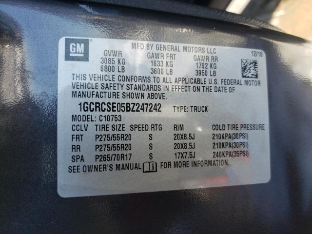 2011 CHEVROLET SILVERADO 1GCRCSE05BZ247242