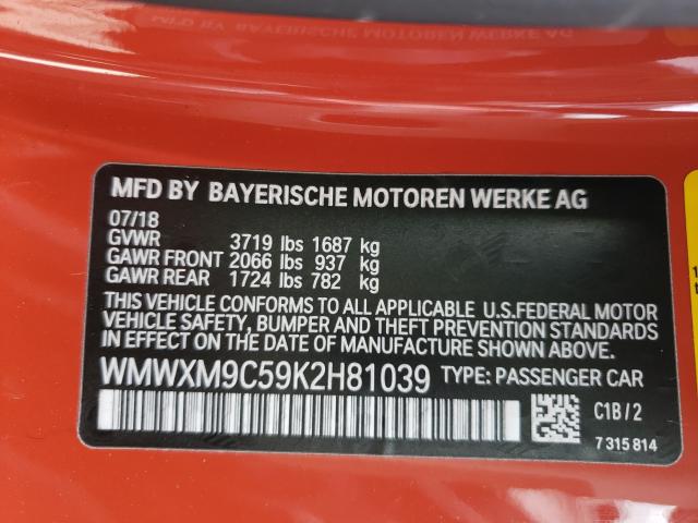 2019 MINI COOPER JOH WMWXM9C59K2H81039