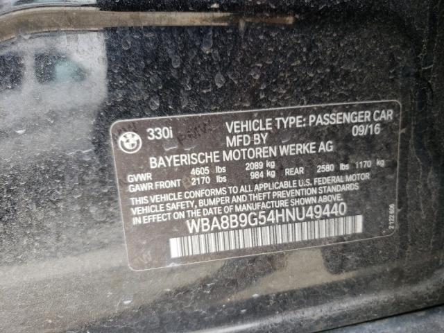 2017 BMW 330 I WBA8B9G54HNU49440