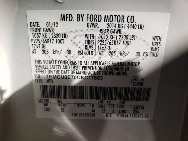 2012 FORD OTHER 1FMCU0E70CKC17883