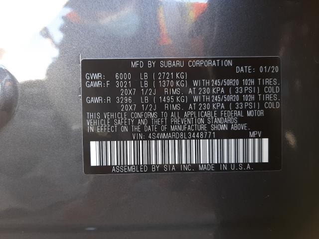 2020 SUBARU ASCENT TOU 4S4WMARD8L3448771