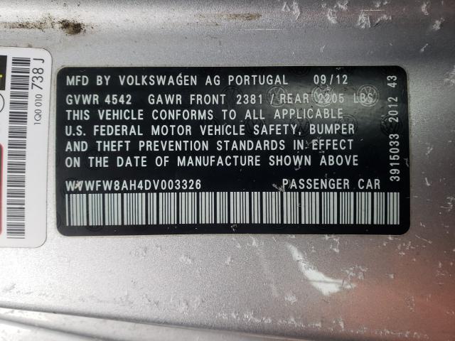 2013 VOLKSWAGEN EOS LUX WVWFW8AH4DV003326