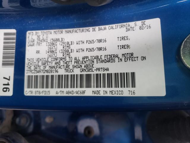2016 TOYOTA TACOMA DOU - 3TMCZ5AN7GM020196