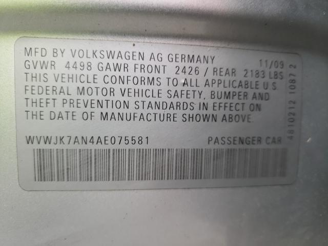 2010 VOLKSWAGEN PASSAT KOM WVWJK7AN4AE075581