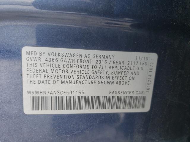 2012 VOLKSWAGEN CC LUXURY WVWHN7AN3CE501155