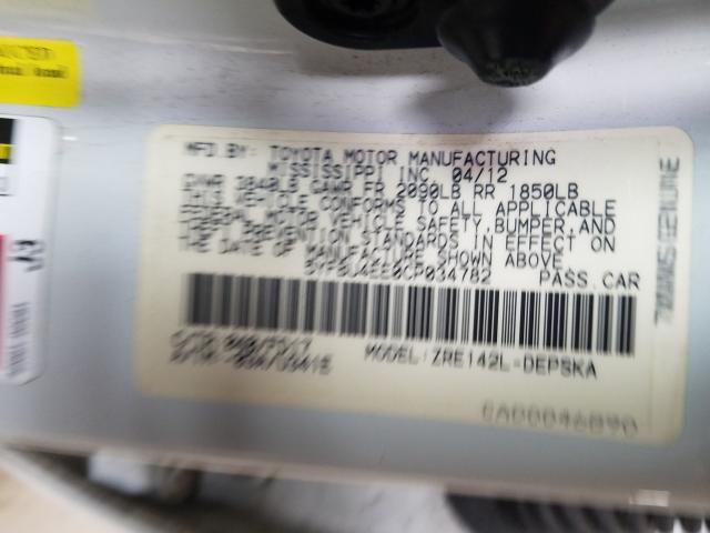 2012 TOYOTA COROLLA BA 5YFBU4EE0CP034782