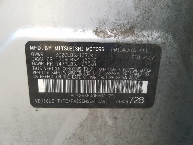 2017 MITSUBISHI MIRAGE ES ML32A3HJ0HH021791