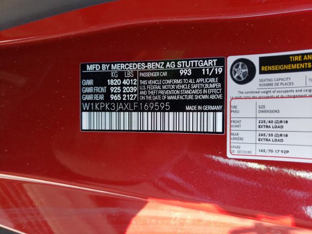 2020 MERCEDES-BENZ SLC 300 W1KPK3JAXLF169595