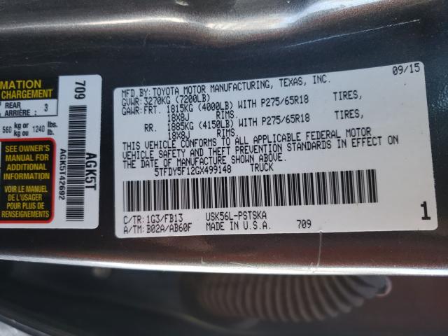 2016 TOYOTA TUNDRA CRE 5TFDY5F12GX499148