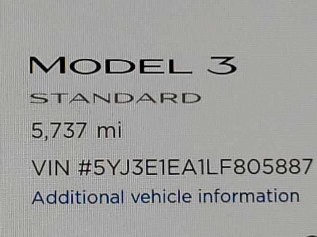 2020 TESLA MODEL 3 5YJ3E1EA1LF805887