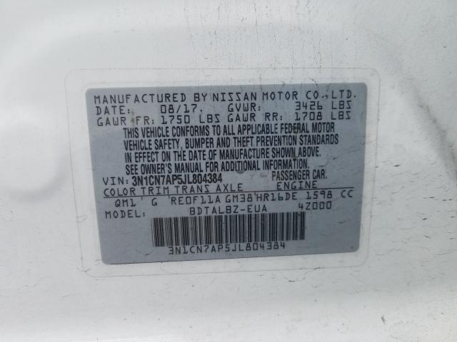 2018 NISSAN VERSA S 3N1CN7AP5JL804384