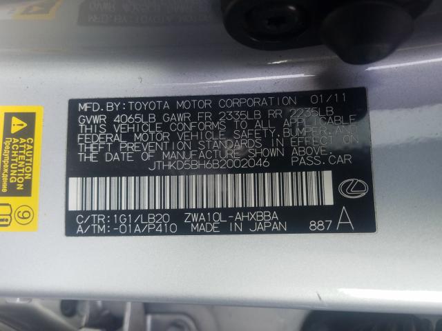 2011 LEXUS CT 200 - JTHKD5BH6B2002046