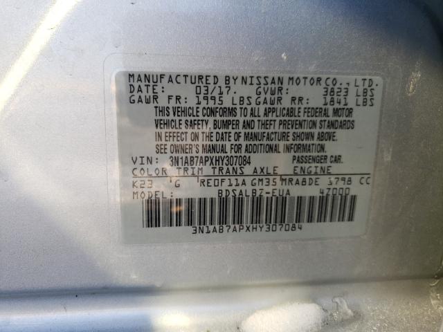 2017 NISSAN SENTRA S 3N1AB7APXHY307084
