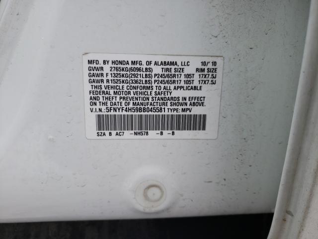 2011 HONDA PILOT 5FNYF4H59BB045581